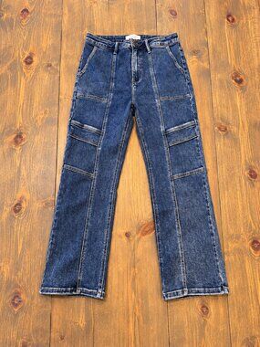 Risen Jeans Women's  Size 13/31 Blue Patch Pocket Cargo Jeans EUC